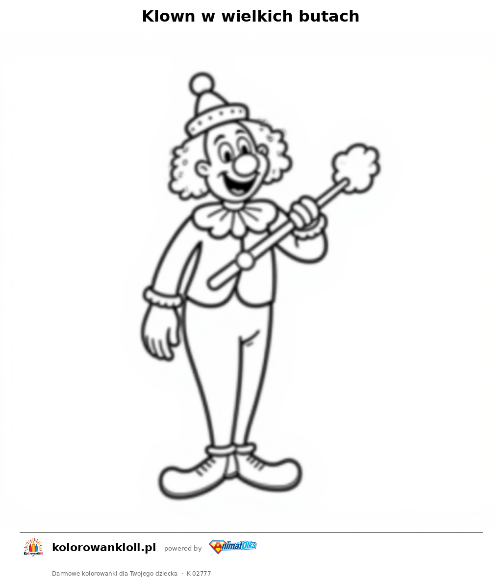 Klown w wielkich butach — kolorowanka do wydruku dla dzieci