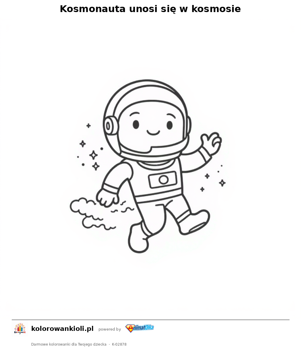 Kosmonauta unosi się w kosmosie — kolorowanka do wydruku dla dzieci
