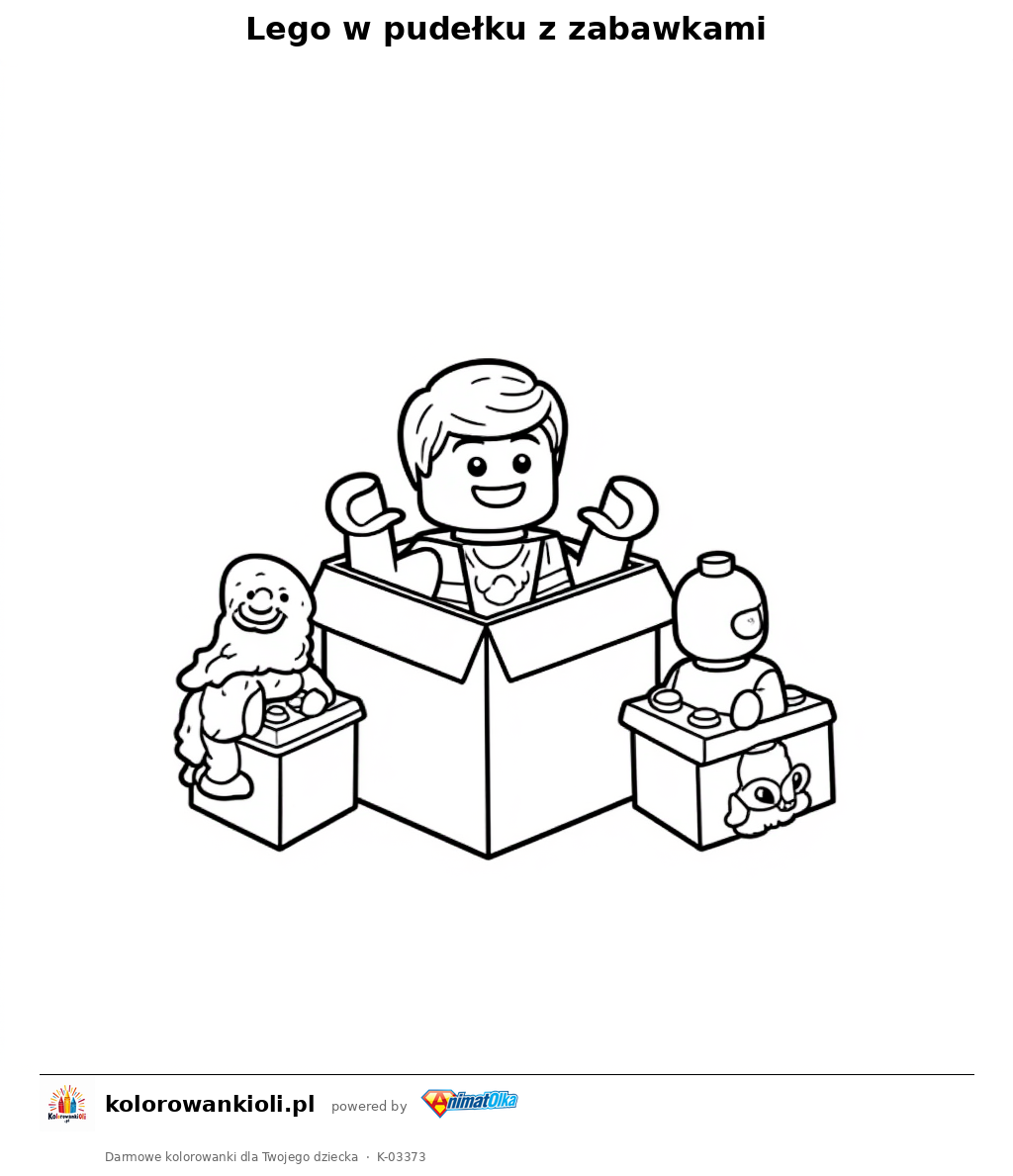 Lego w pudełku z zabawkami — kolorowanka do wydruku dla dzieci