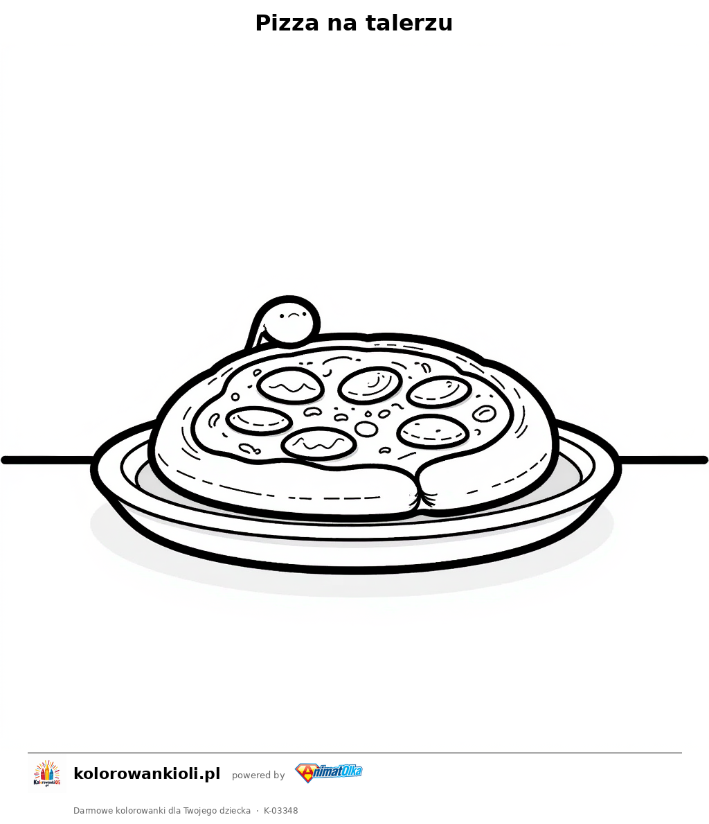 Pizza na talerzu — kolorowanka do wydruku dla dzieci