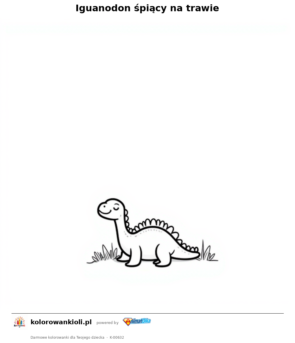 Iguanodon śpiący na trawie — kolorowanka do wydruku dla dzieci