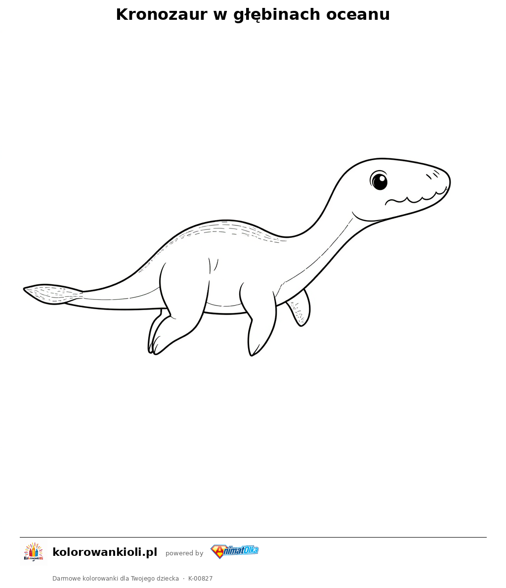 Kronozaur w głębinach oceanu — kolorowanka do wydruku dla dzieci