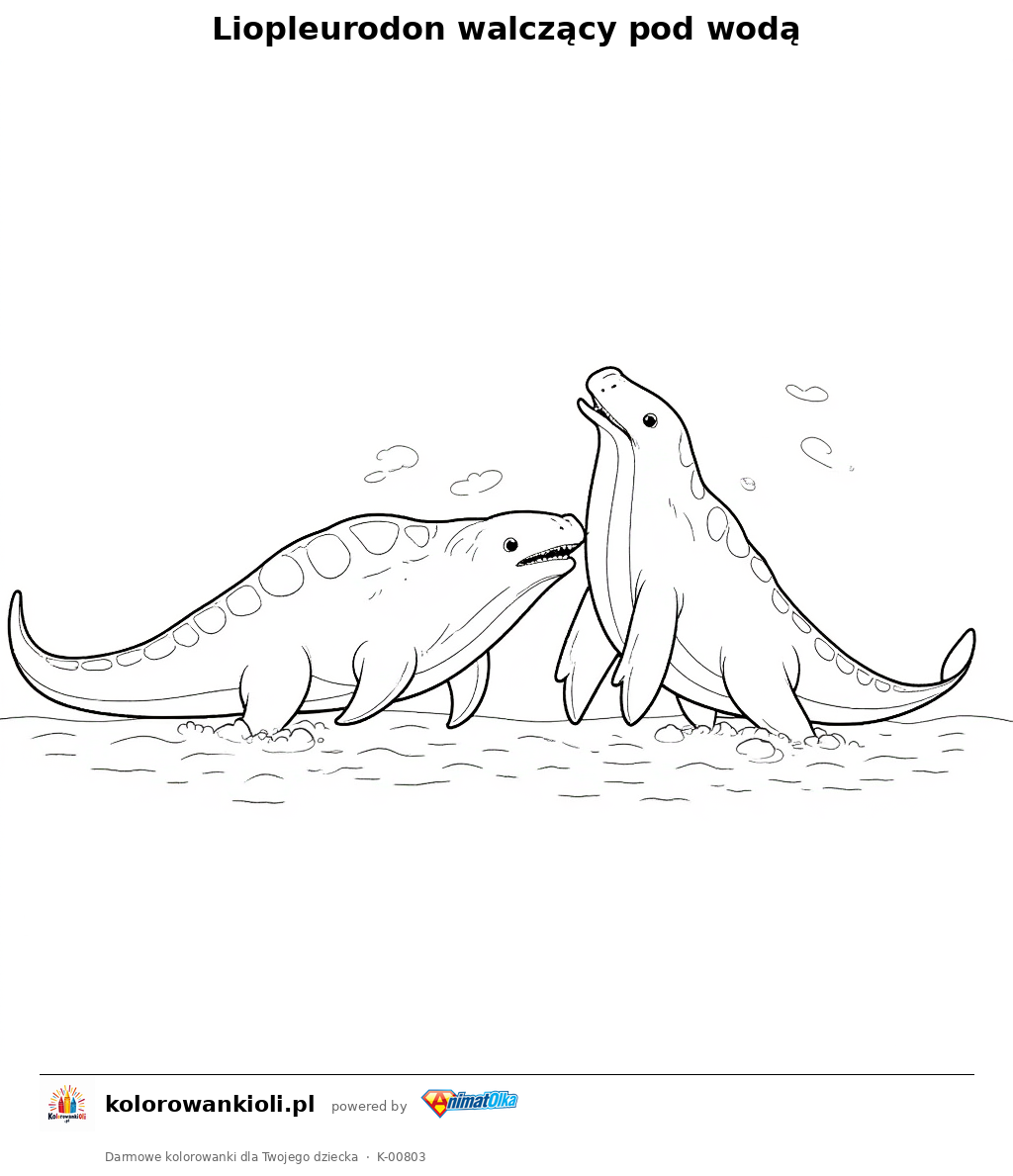 Liopleurodon walczący pod wodą — kolorowanka do wydruku dla dzieci