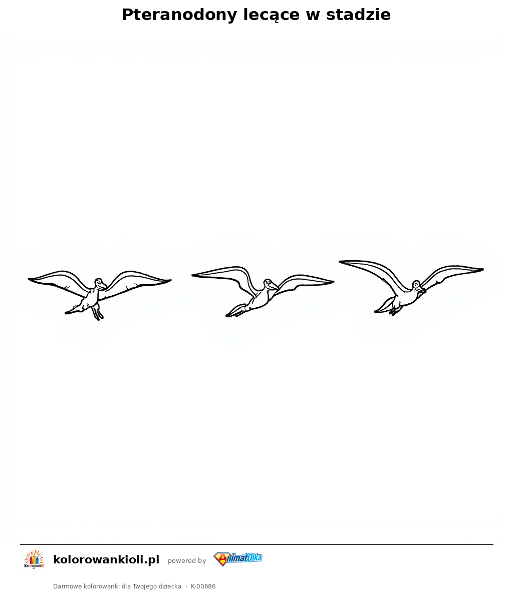 Pteranodony lecące w stadzie — kolorowanka do wydruku dla dzieci