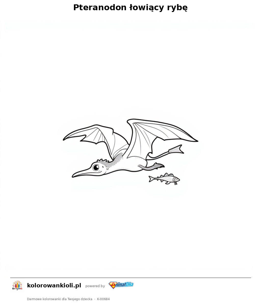 Pteranodon łowiący rybę — kolorowanka do wydruku dla dzieci