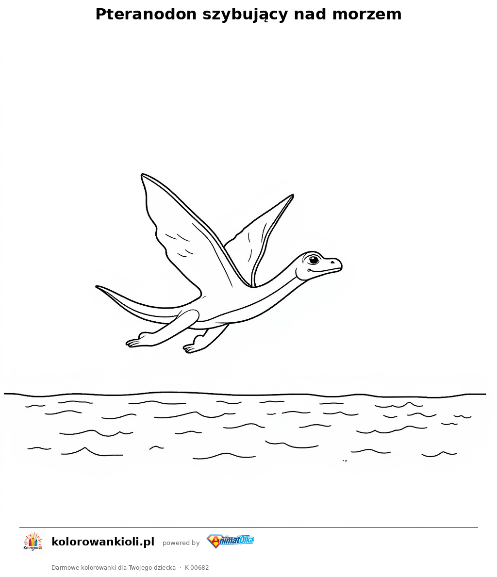 Pteranodon szybujący nad morzem — kolorowanka do wydruku dla dzieci