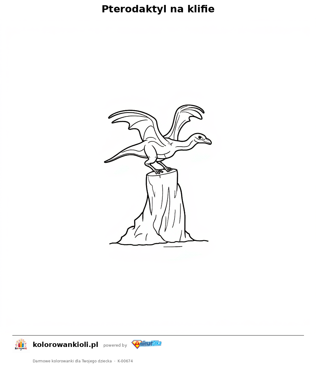 Pterodaktyl na klifie — kolorowanka do wydruku dla dzieci