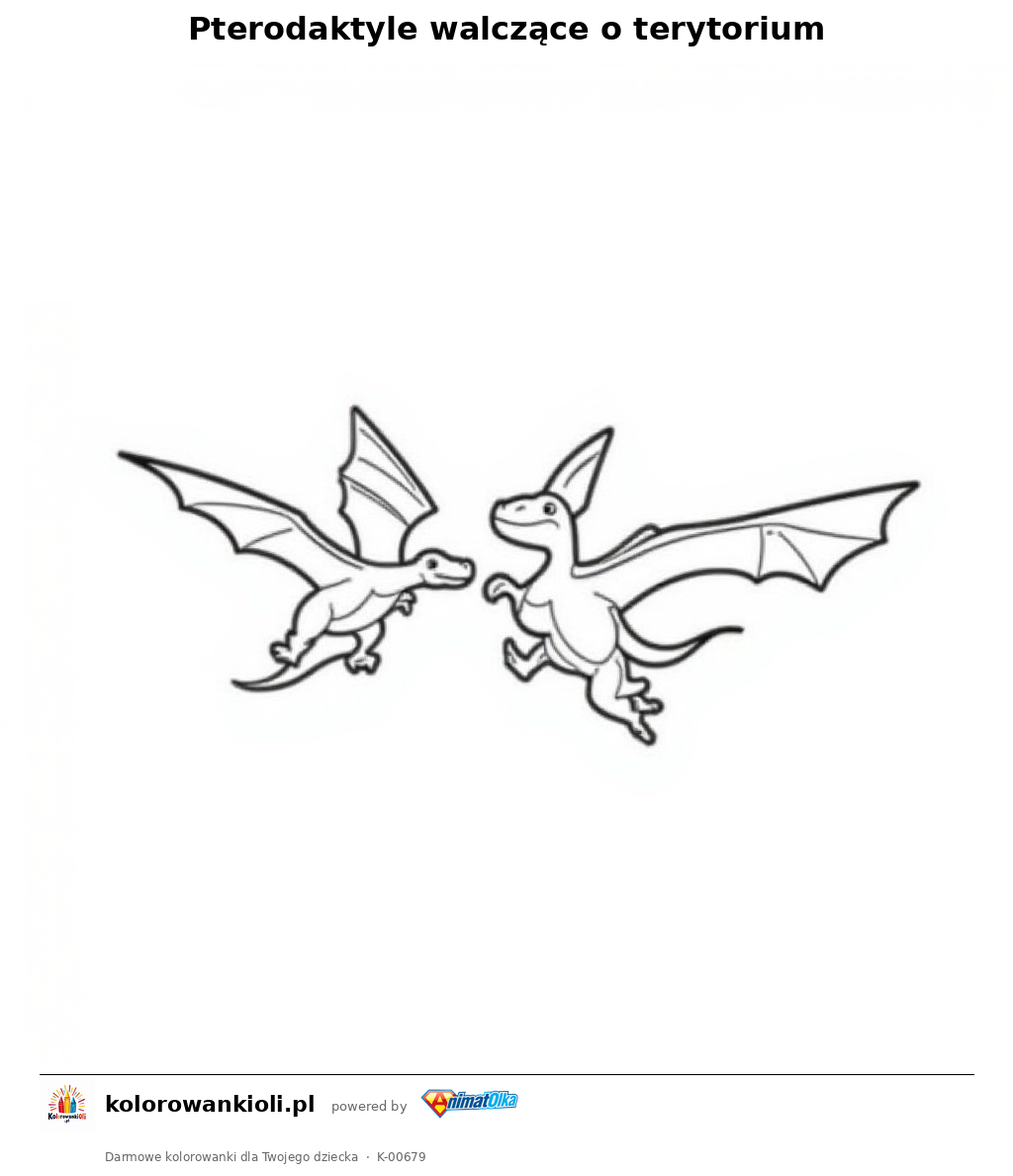 Pterodaktyle walczące o terytorium — kolorowanka do wydruku dla dzieci