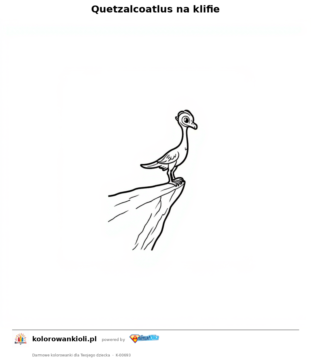 Quetzalcoatlus na klifie — kolorowanka do wydruku dla dzieci