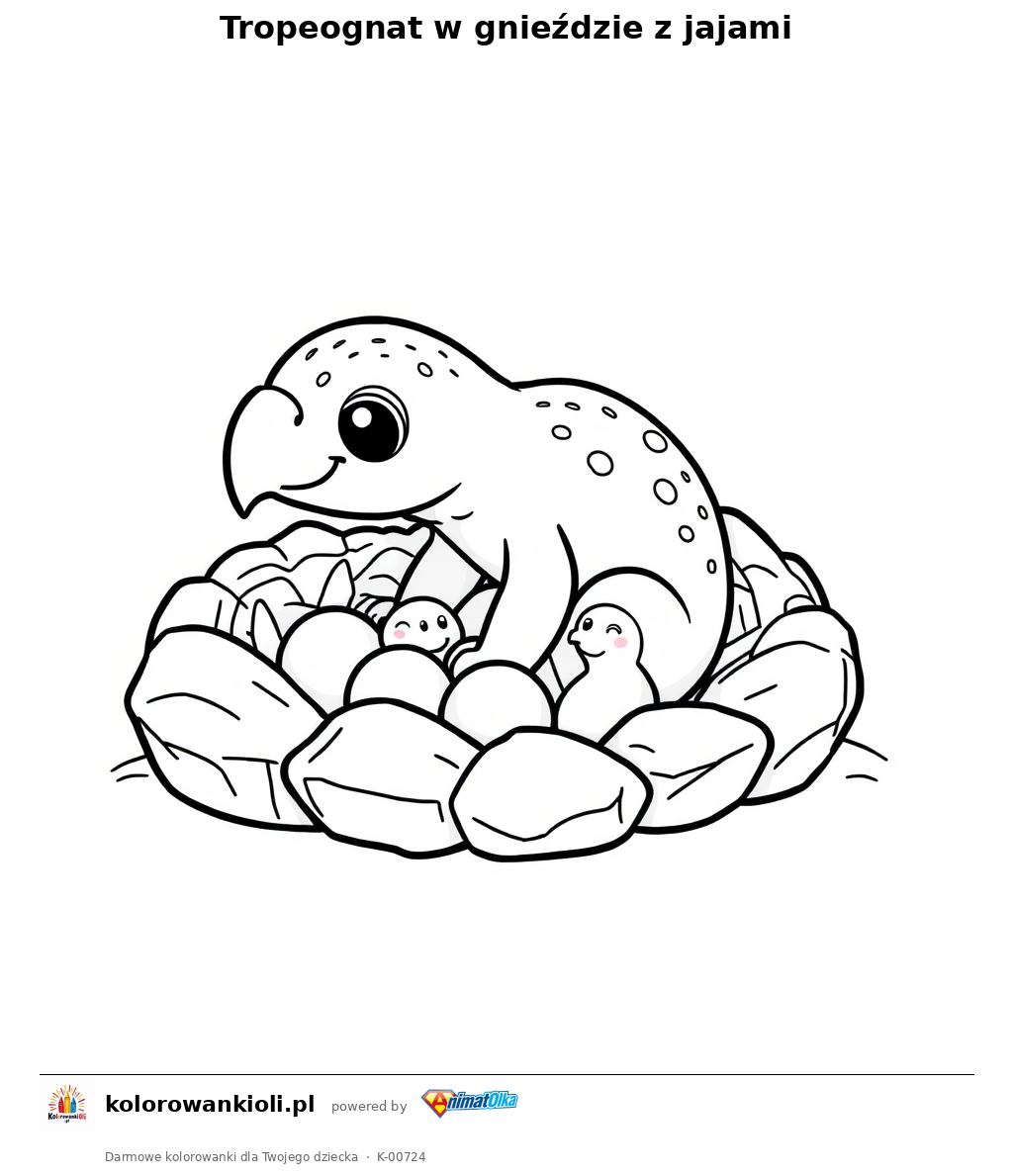 Tropeognat w gnieździe z jajami — kolorowanka do wydruku dla dzieci