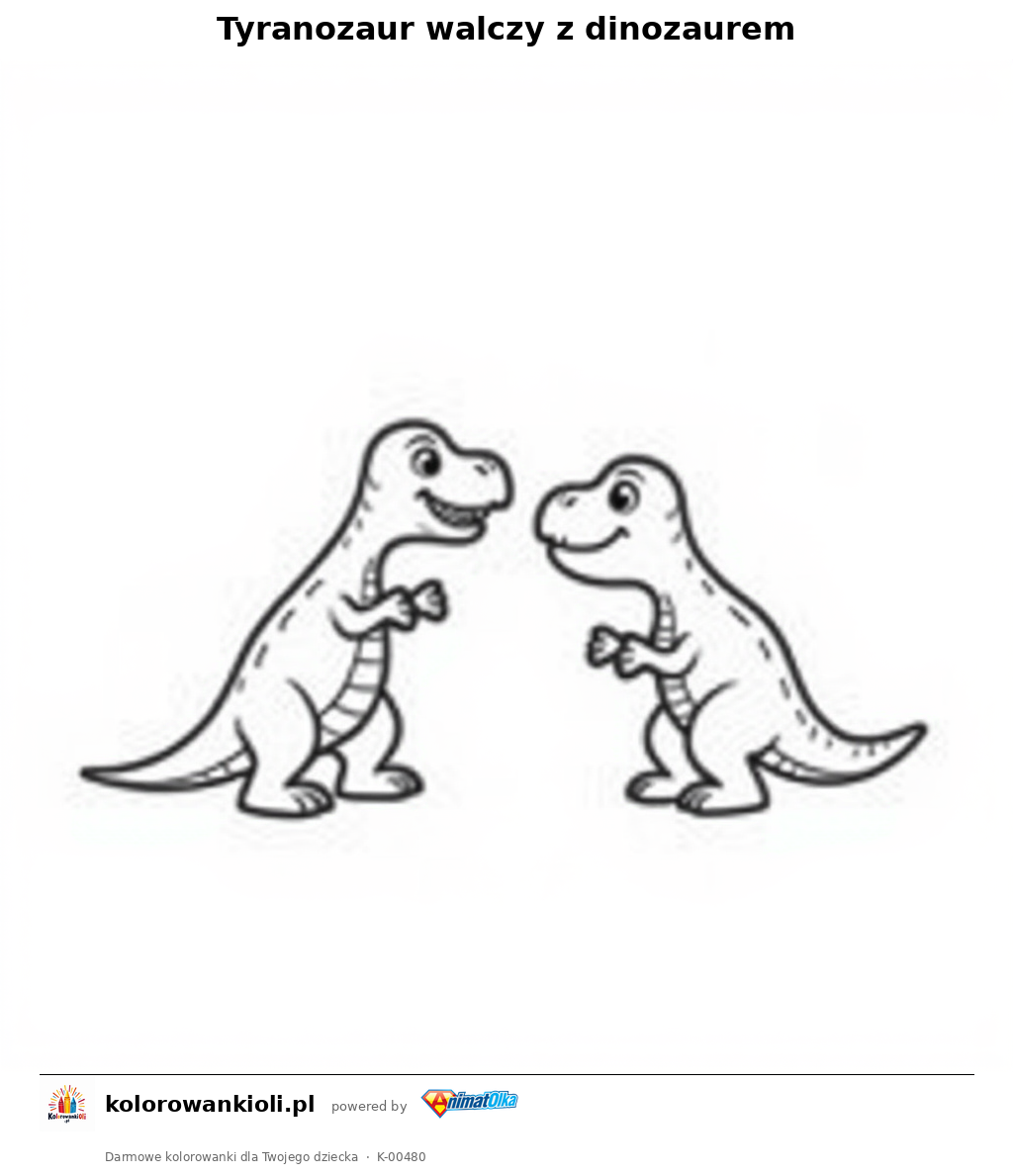 Tyranozaur walczy z dinozaurem — kolorowanka do wydruku dla dzieci