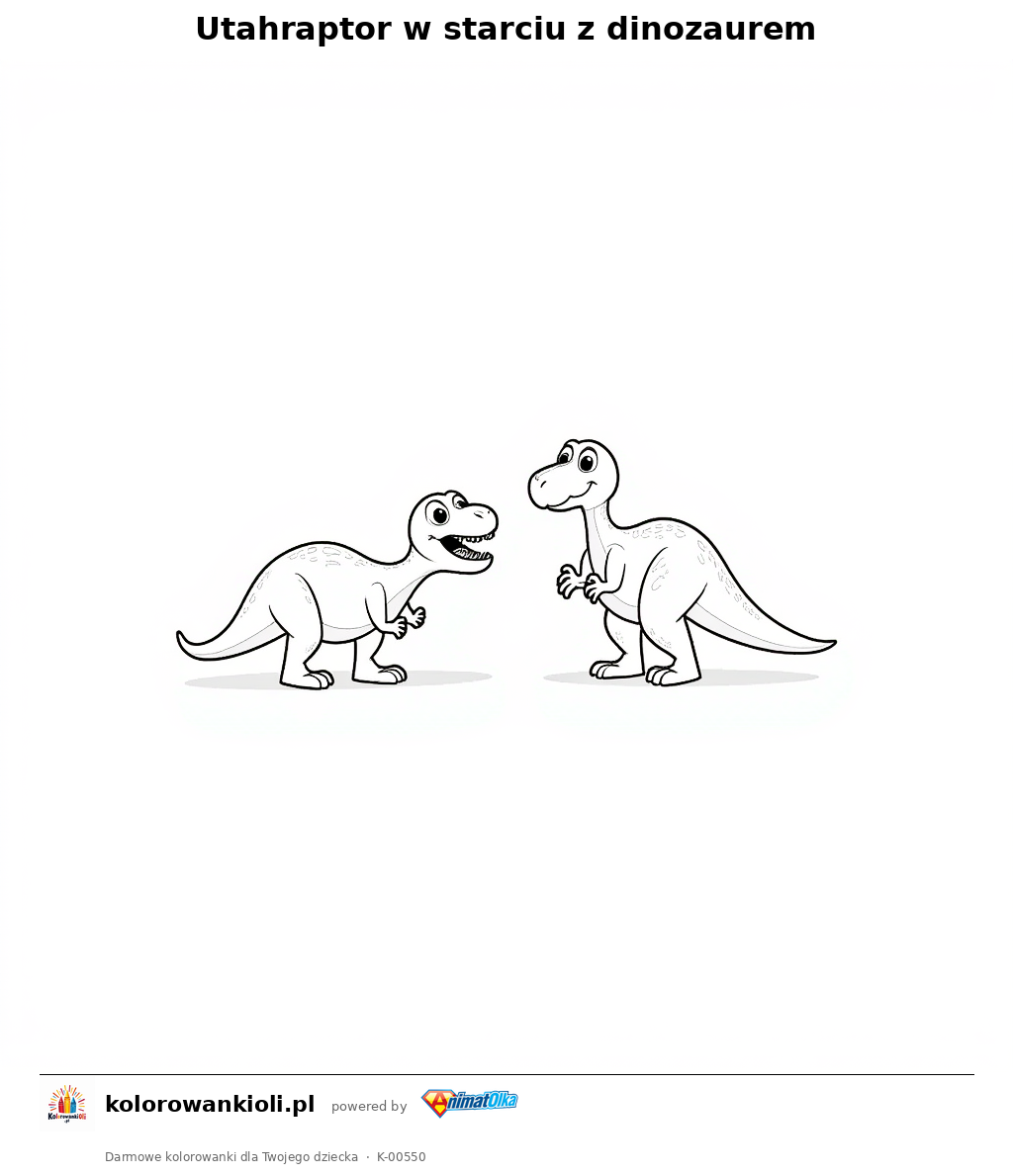 Utahraptor w starciu z dinozaurem — kolorowanka do wydruku dla dzieci
