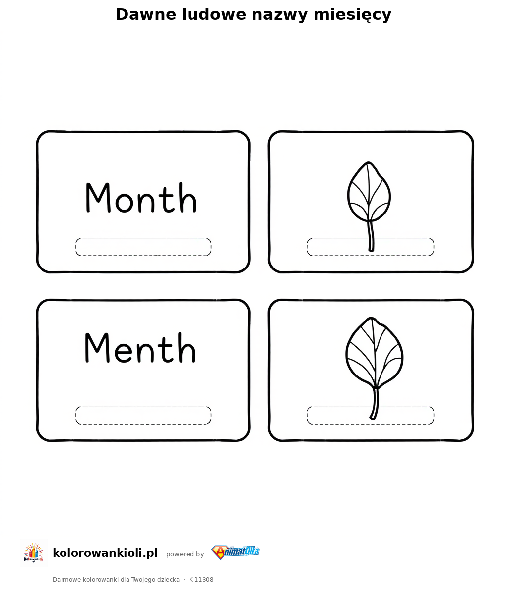 Dawne ludowe nazwy miesięcy — kolorowanka do wydruku dla dzieci