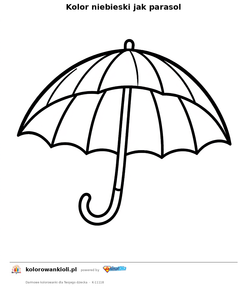 Kolor niebieski jak parasol — kolorowanka do wydruku dla dzieci