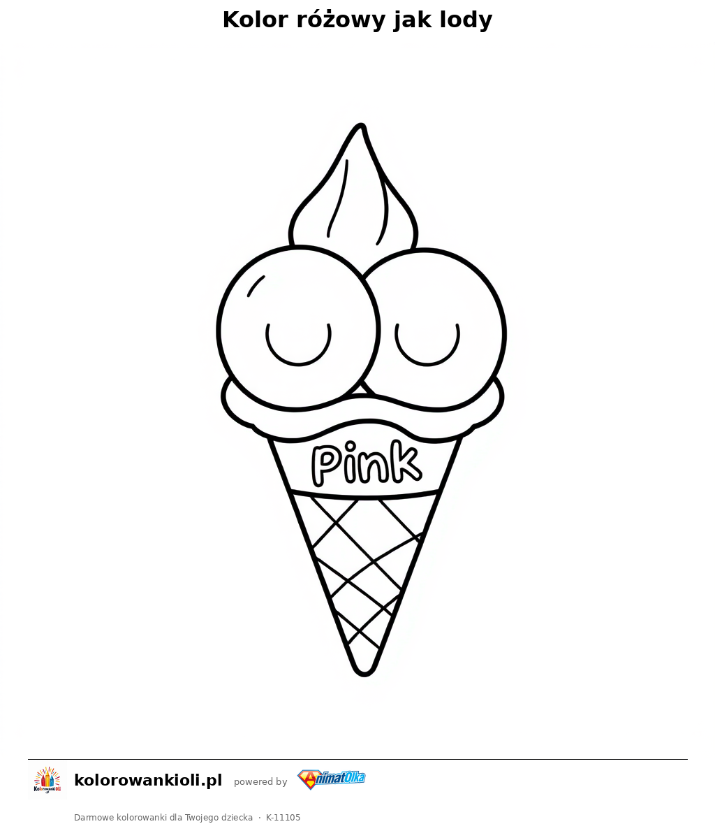 Kolor różowy jak lody — kolorowanka do wydruku dla dzieci