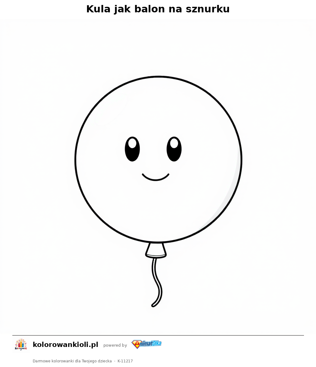 Kula jak balon na sznurku — kolorowanka do wydruku dla dzieci