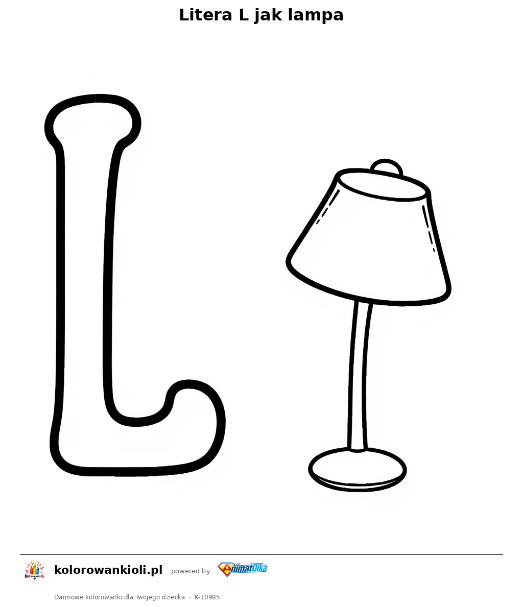 Litera L jak lampa — kolorowanka do wydruku dla dzieci