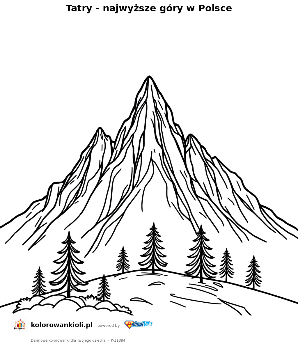Tatry - najwyższe góry w Polsce — kolorowanka do wydruku dla dzieci