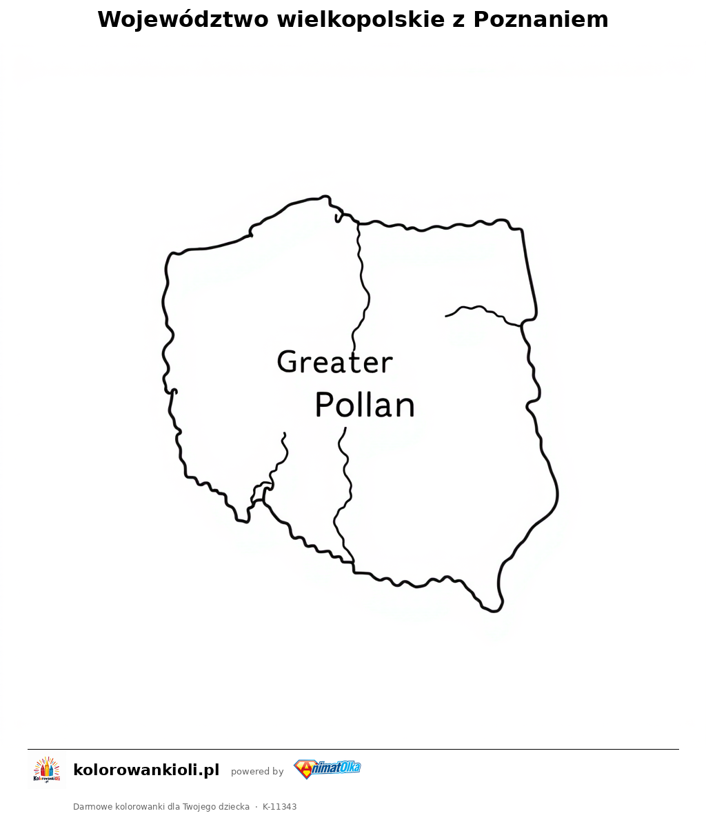 Województwo wielkopolskie z Poznaniem — kolorowanka do wydruku dla dzieci
