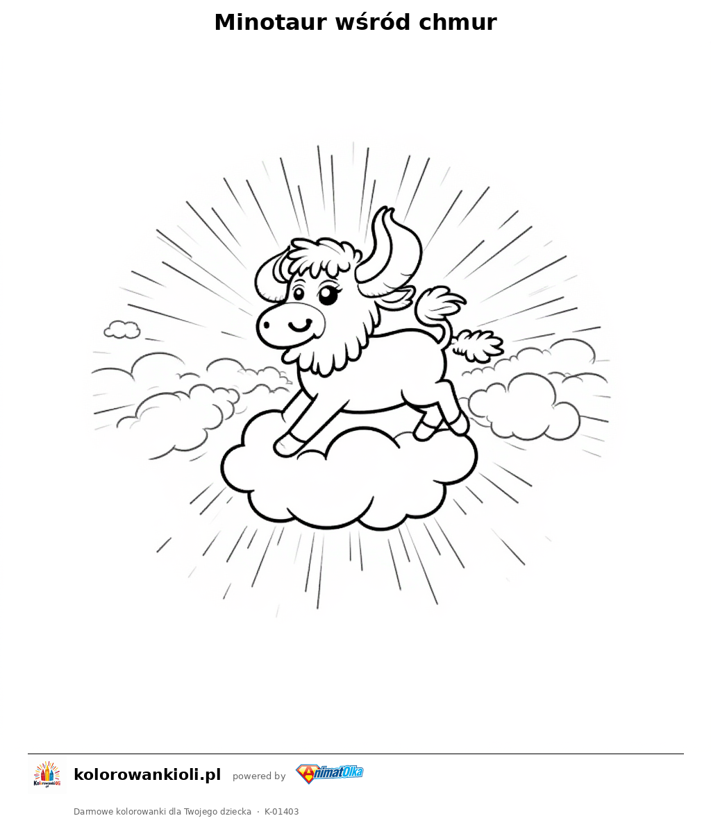 Minotaur wśród chmur — kolorowanka do wydruku dla dzieci