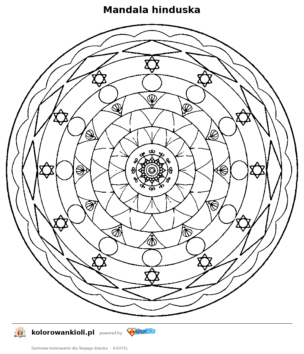 Mandala hinduska — kolorowanka do wydruku dla dzieci