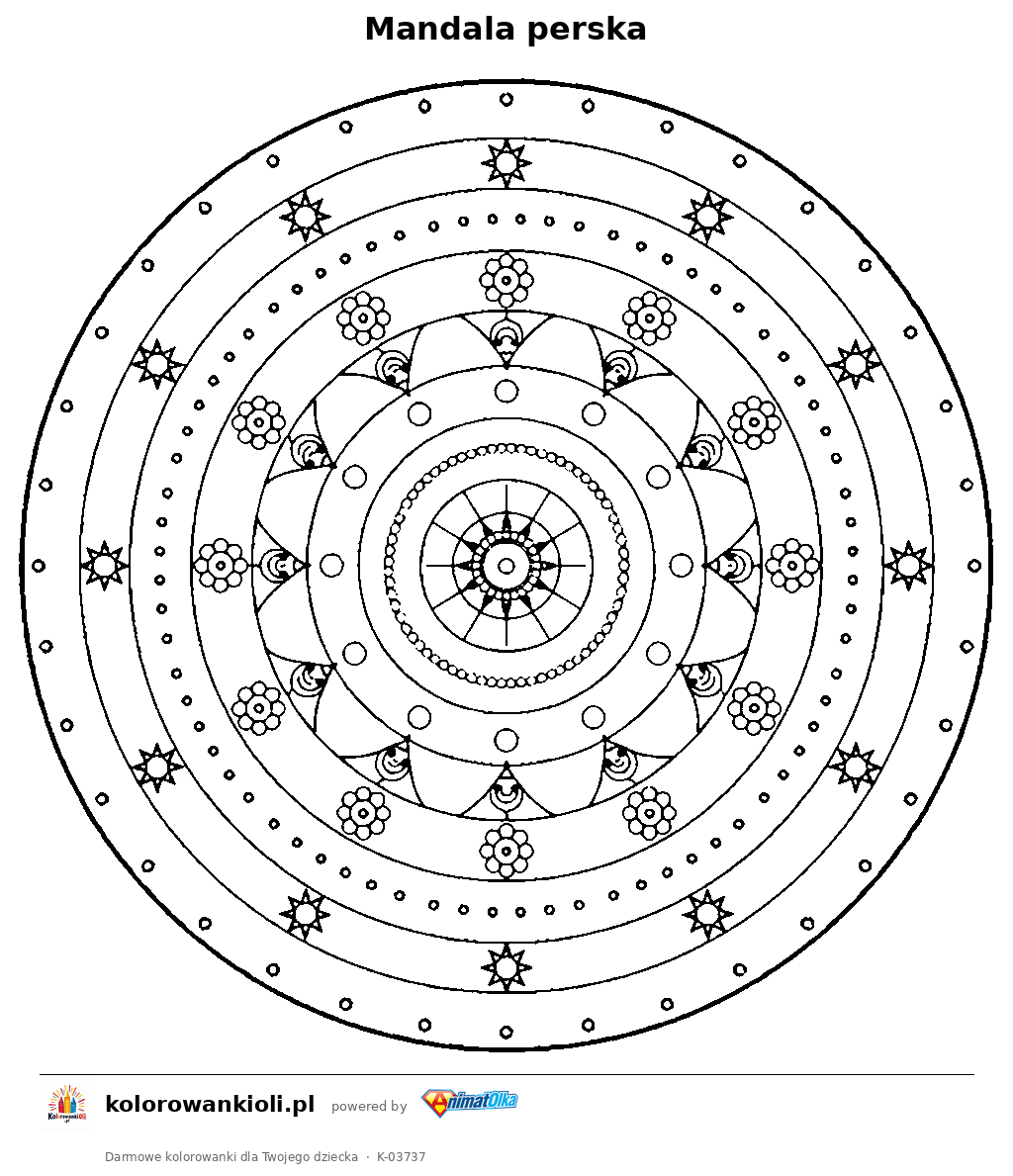 Mandala perska — kolorowanka do wydruku dla dzieci