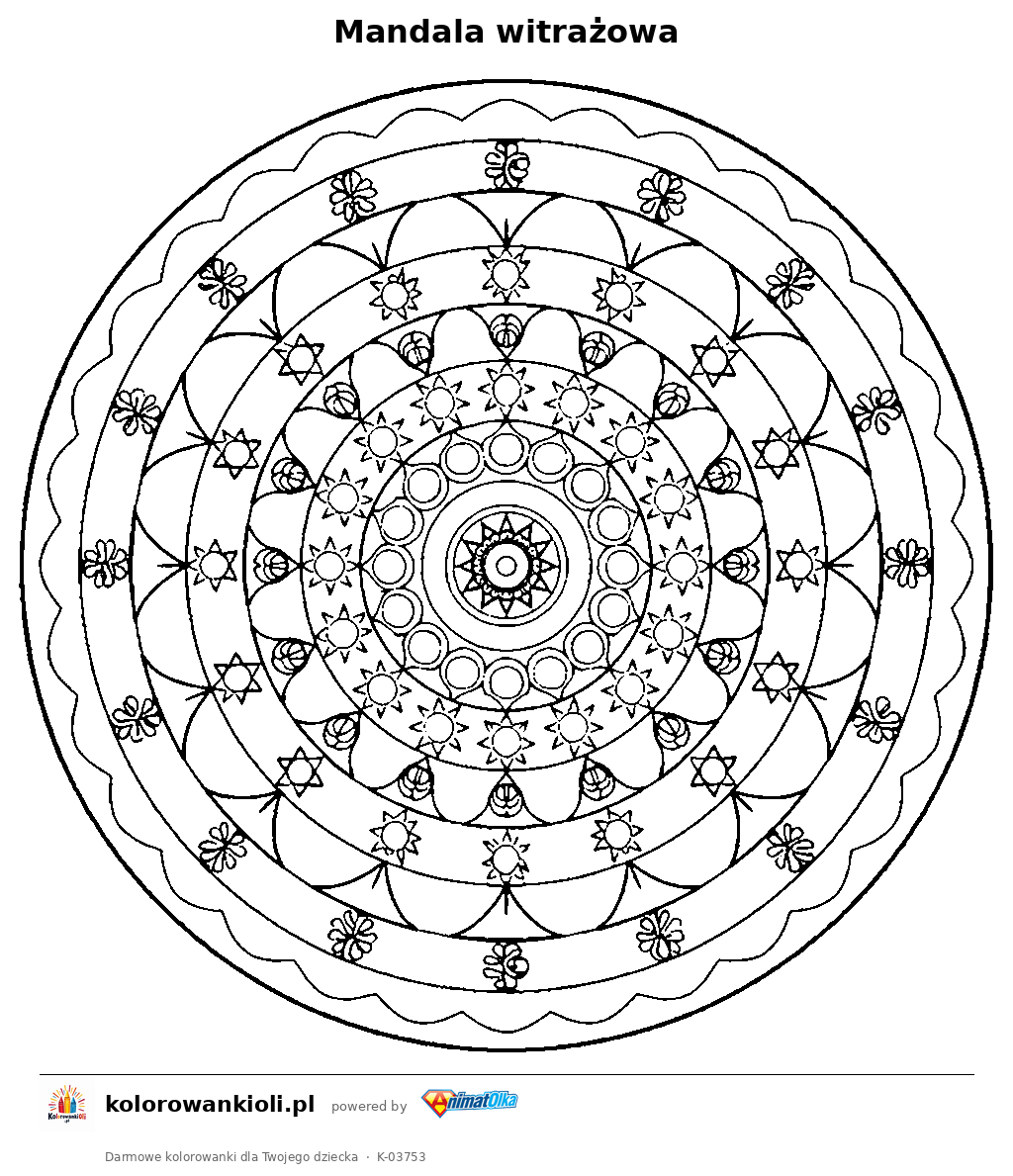 Mandala witrażowa — kolorowanka do wydruku dla dzieci
