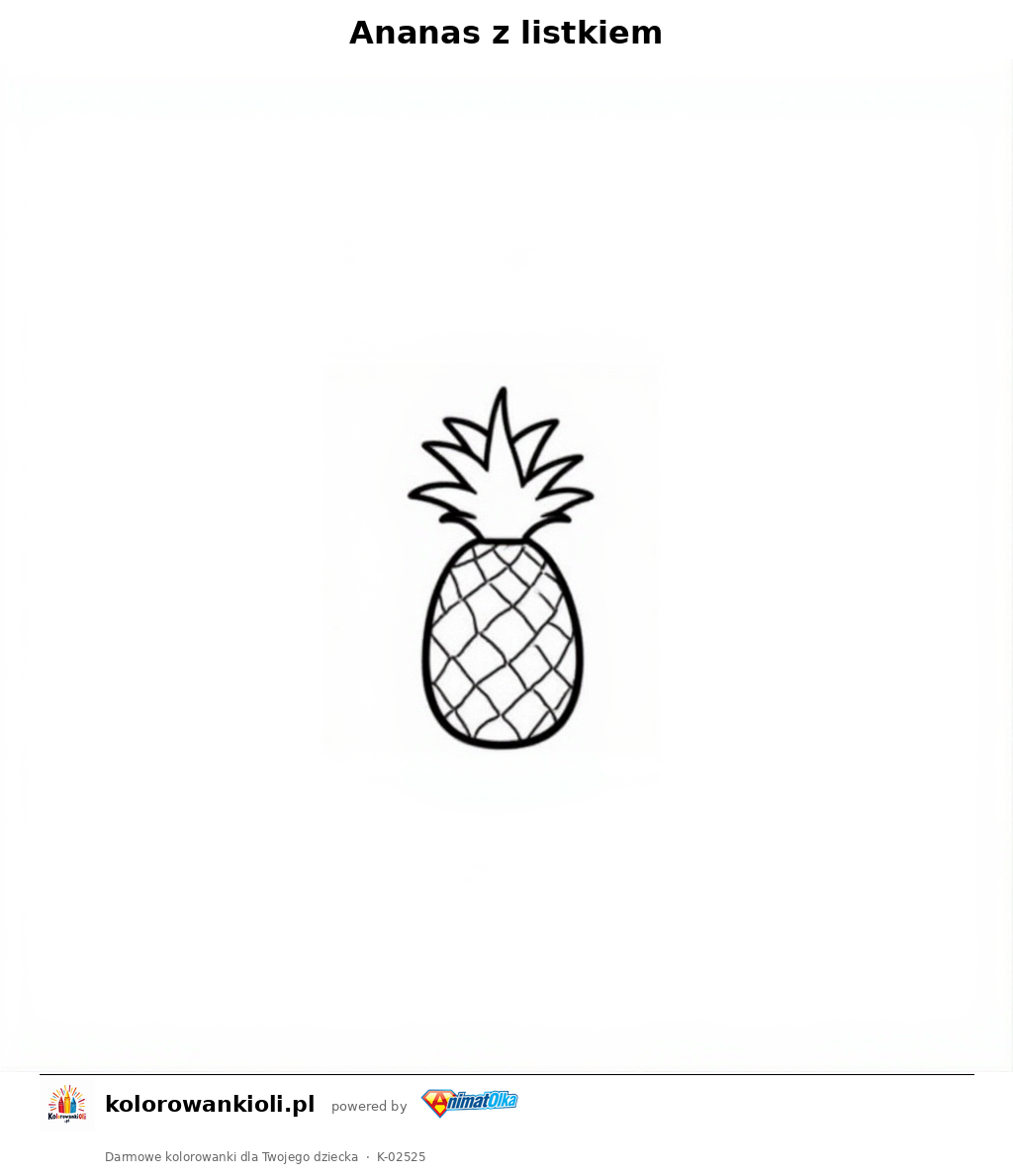 Ananas z listkiem — kolorowanka do wydruku dla dzieci