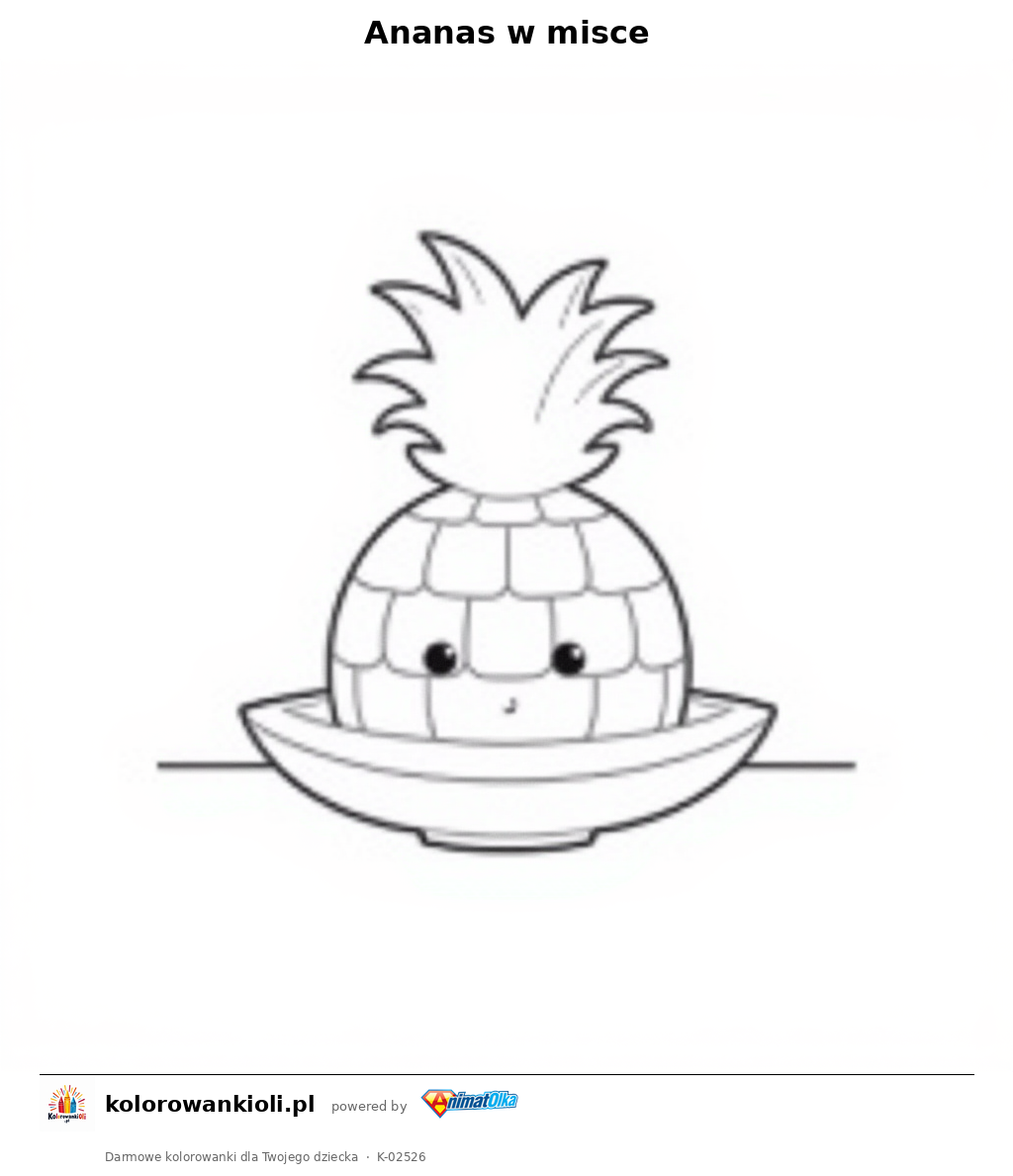Ananas w misce — kolorowanka do wydruku dla dzieci