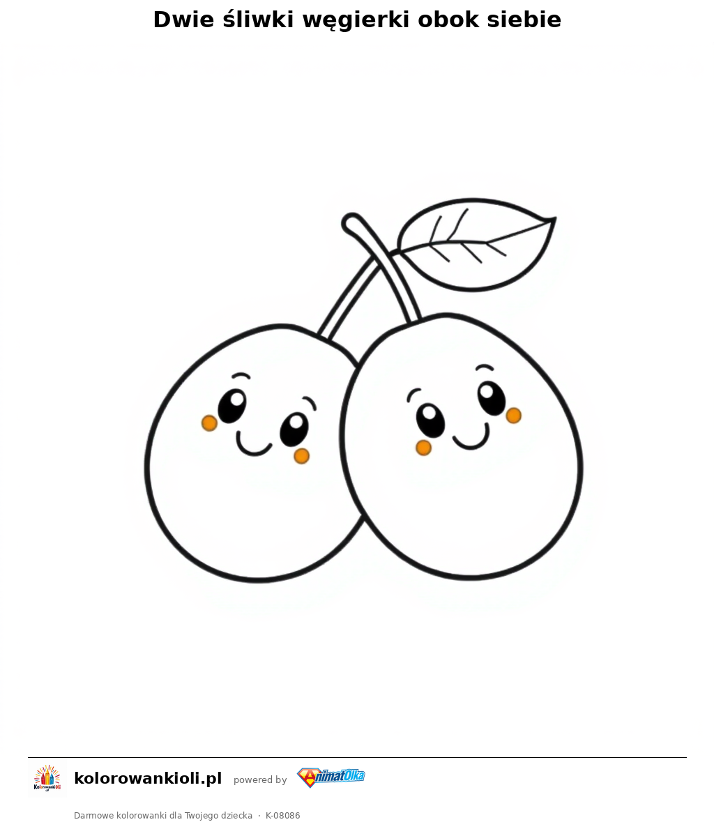 Dwie śliwki węgierki obok siebie — kolorowanka do wydruku dla dzieci