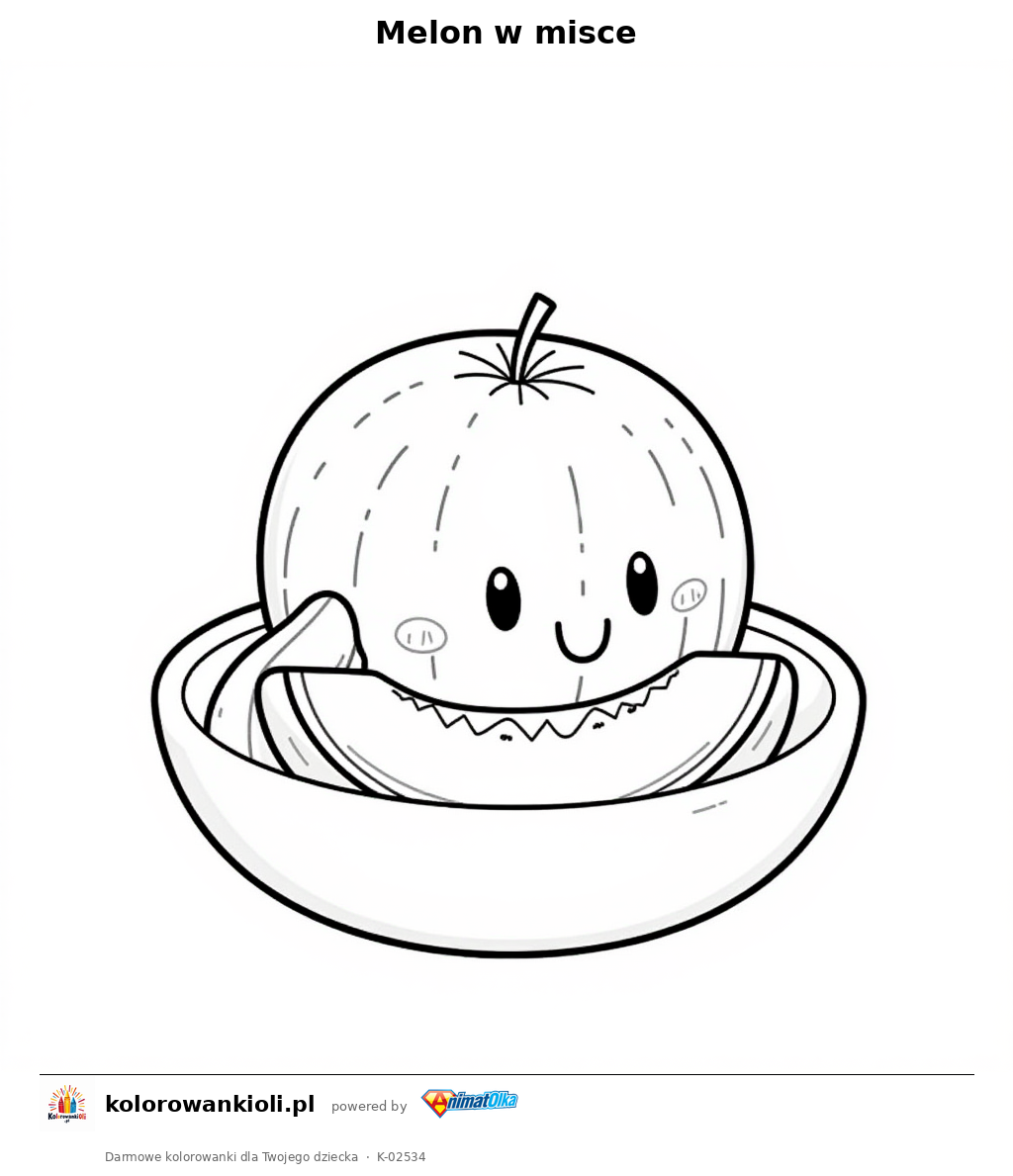 Melon w misce — kolorowanka do wydruku dla dzieci