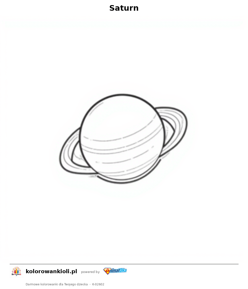 Saturn — kolorowanka do wydruku dla dzieci