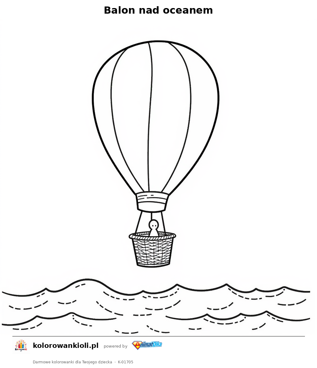 Balon nad oceanem — kolorowanka do wydruku dla dzieci
