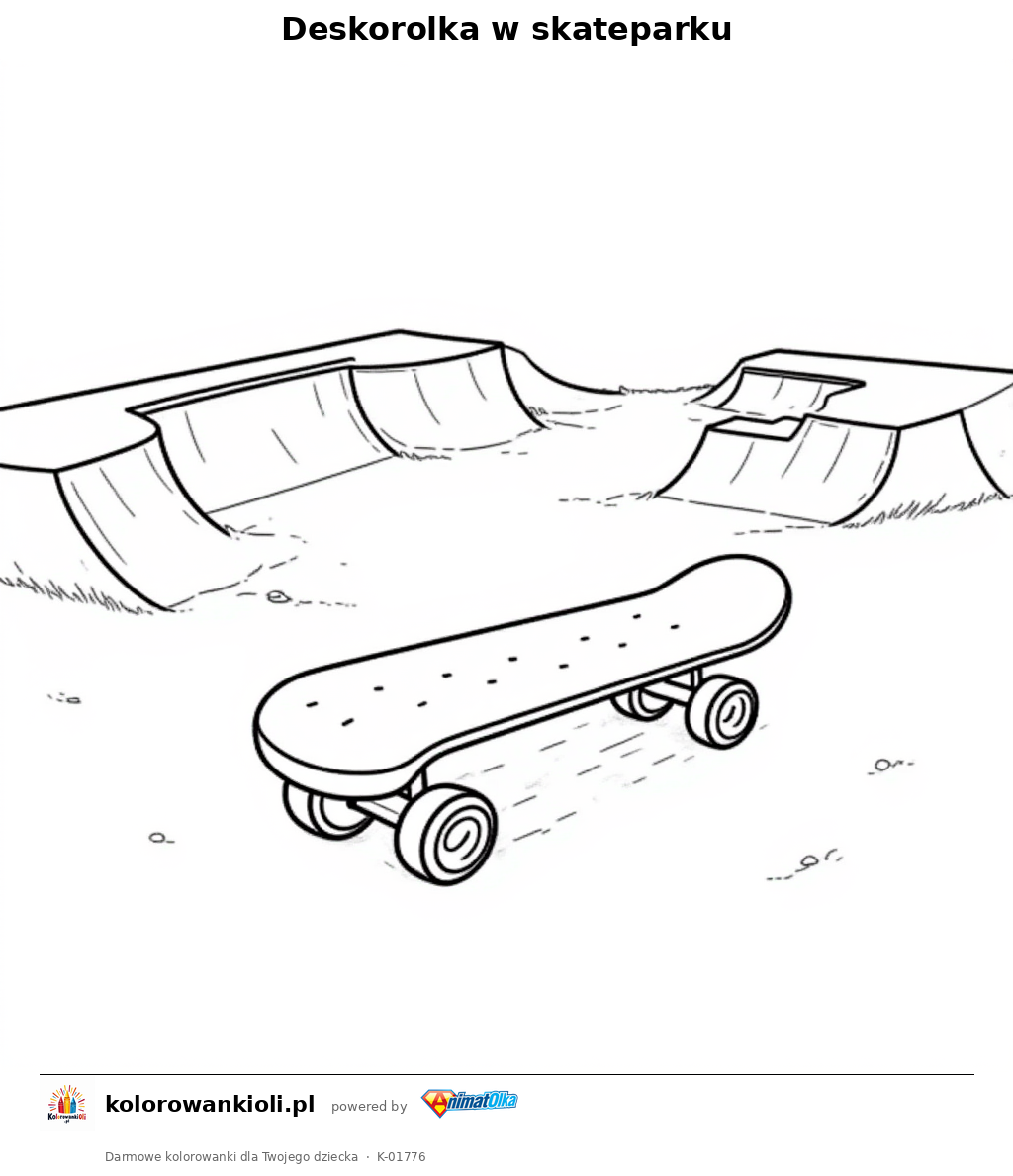 Deskorolka w skateparku — kolorowanka do wydruku dla dzieci