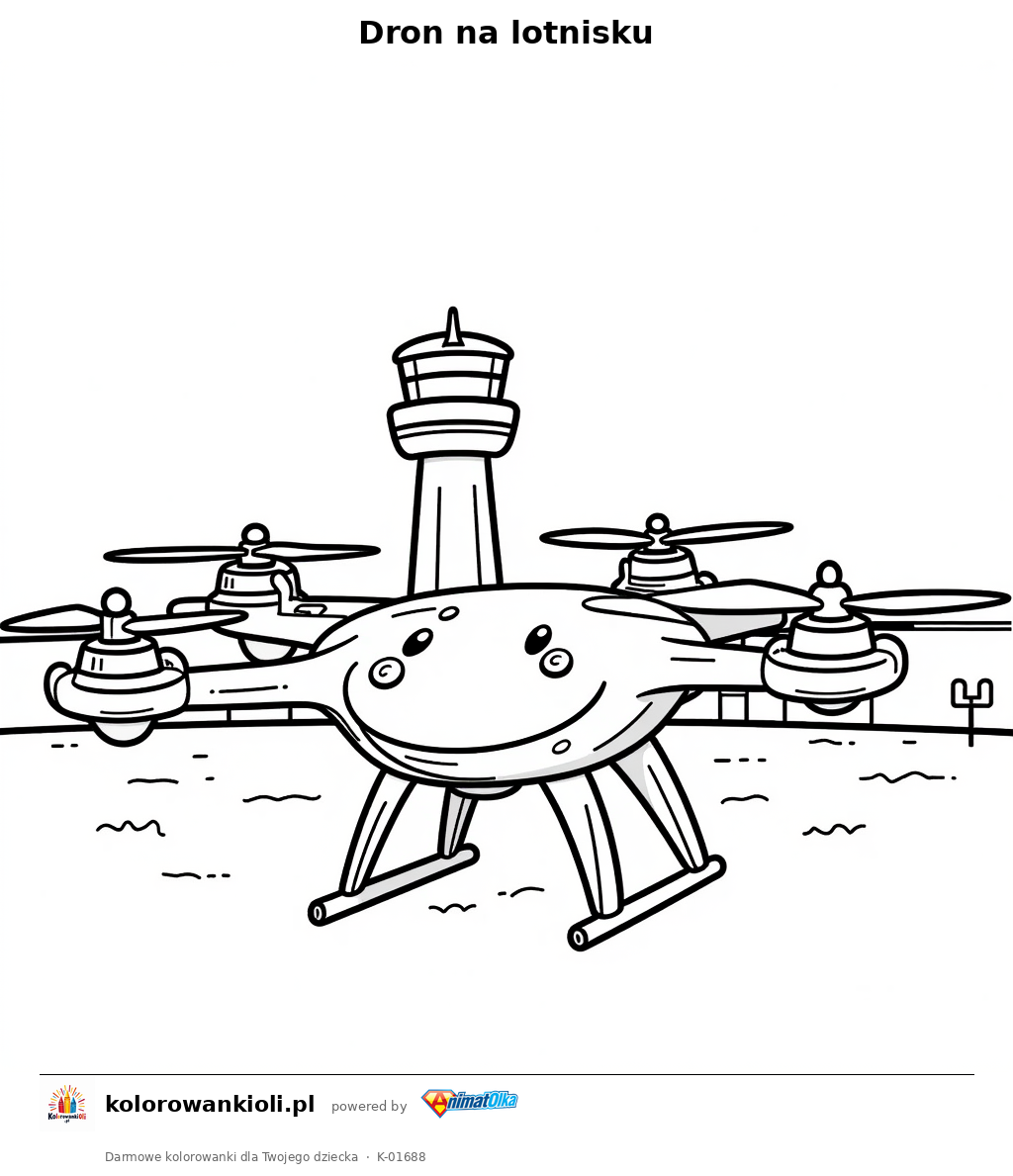 Dron na lotnisku — kolorowanka do wydruku dla dzieci