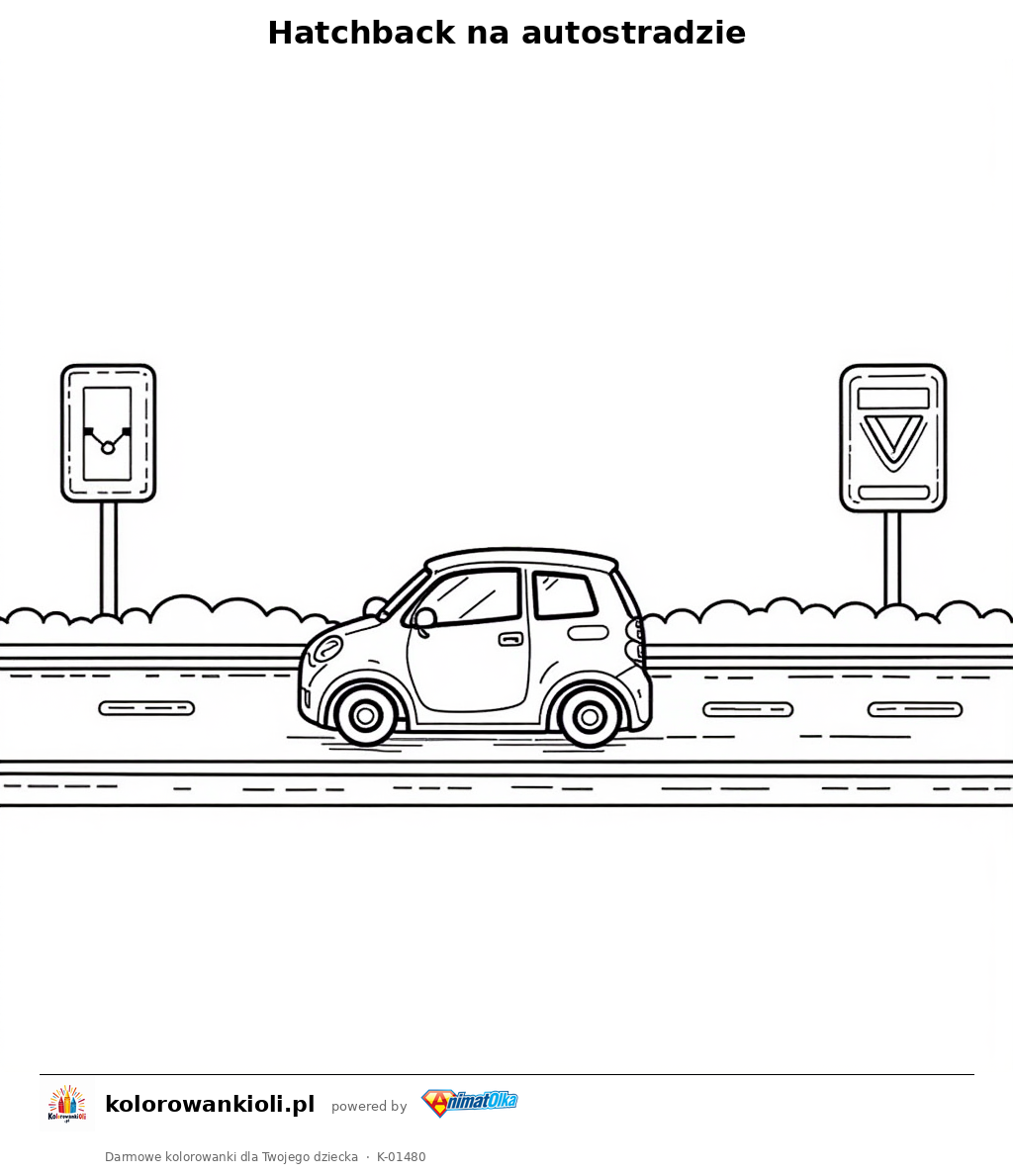Hatchback na autostradzie — kolorowanka do wydruku dla dzieci
