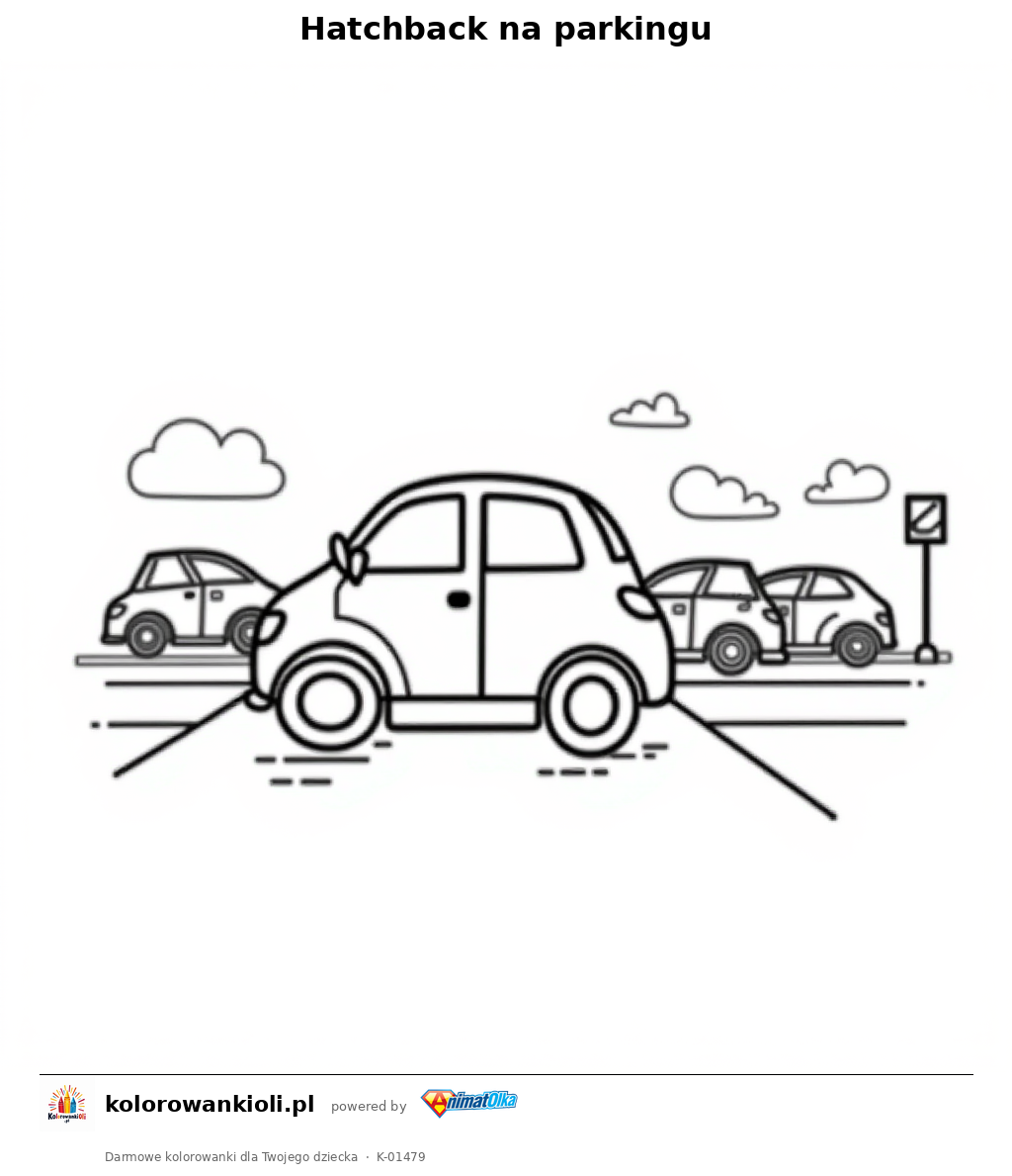 Hatchback na parkingu — kolorowanka do wydruku dla dzieci