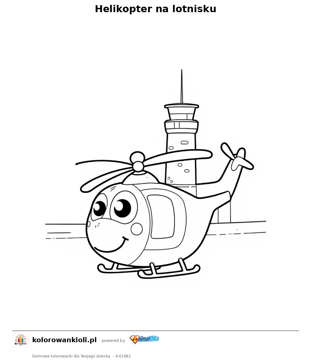 Helikopter na lotnisku — kolorowanka do wydruku dla dzieci