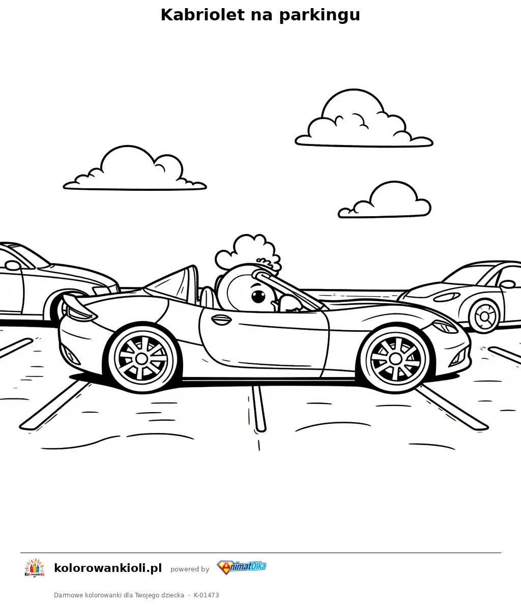 Kabriolet na parkingu — kolorowanka do wydruku dla dzieci