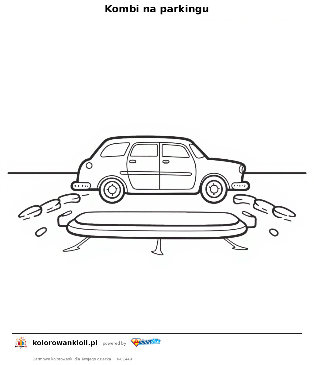 Kombi na parkingu — kolorowanka do wydruku dla dzieci
