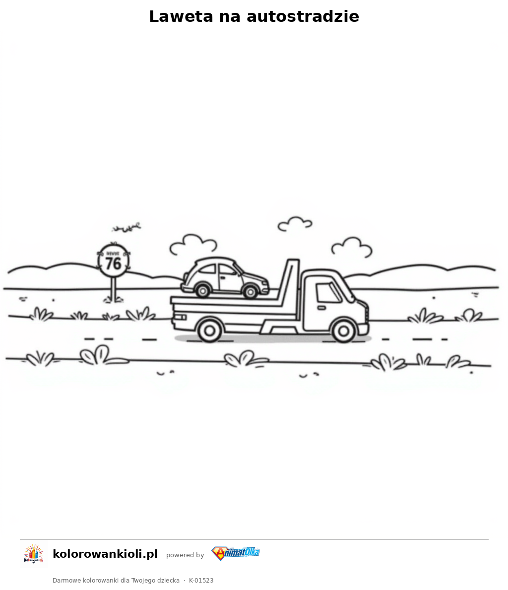 Laweta na autostradzie — kolorowanka do wydruku dla dzieci