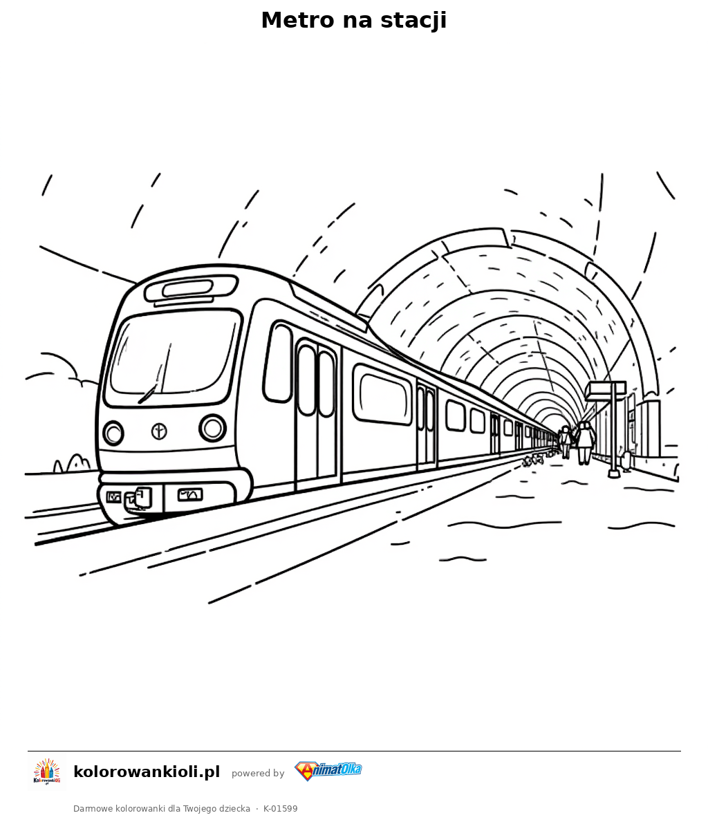 Metro na stacji — kolorowanka do wydruku dla dzieci