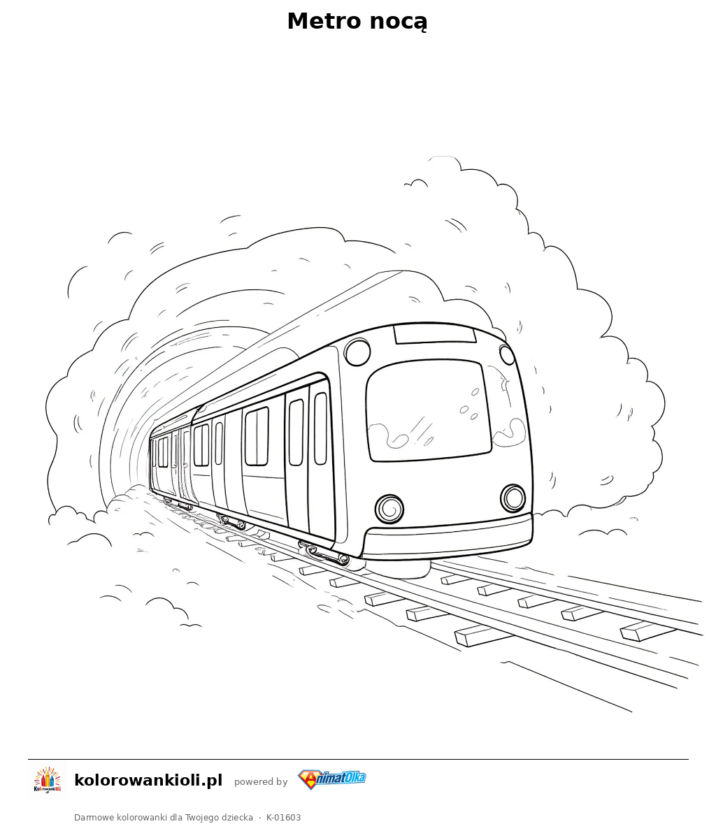 Metro nocą — kolorowanka do wydruku dla dzieci