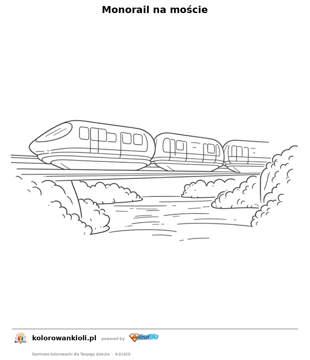 Monorail na moście — kolorowanka do wydruku dla dzieci
