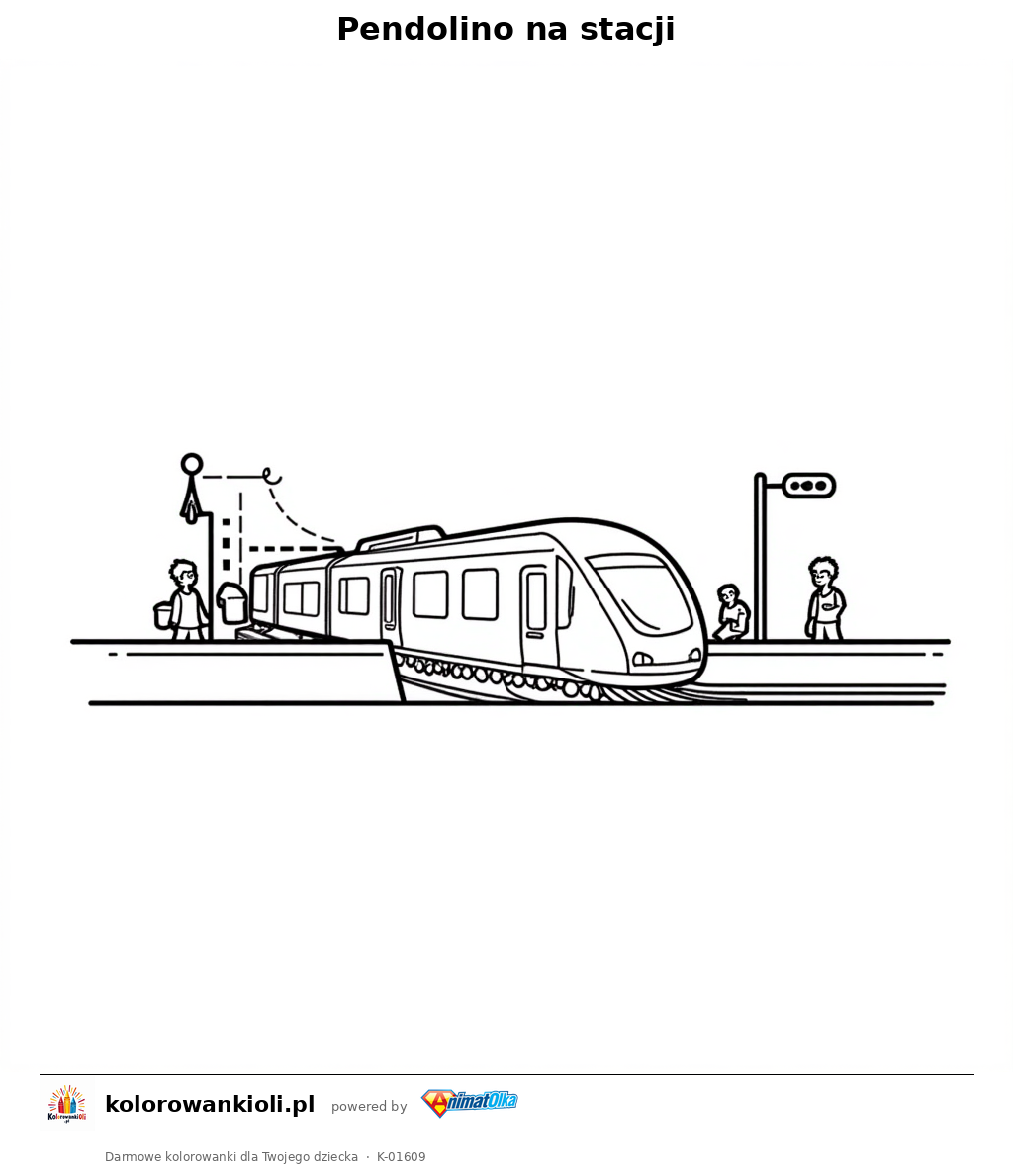 Pendolino na stacji — kolorowanka do wydruku dla dzieci