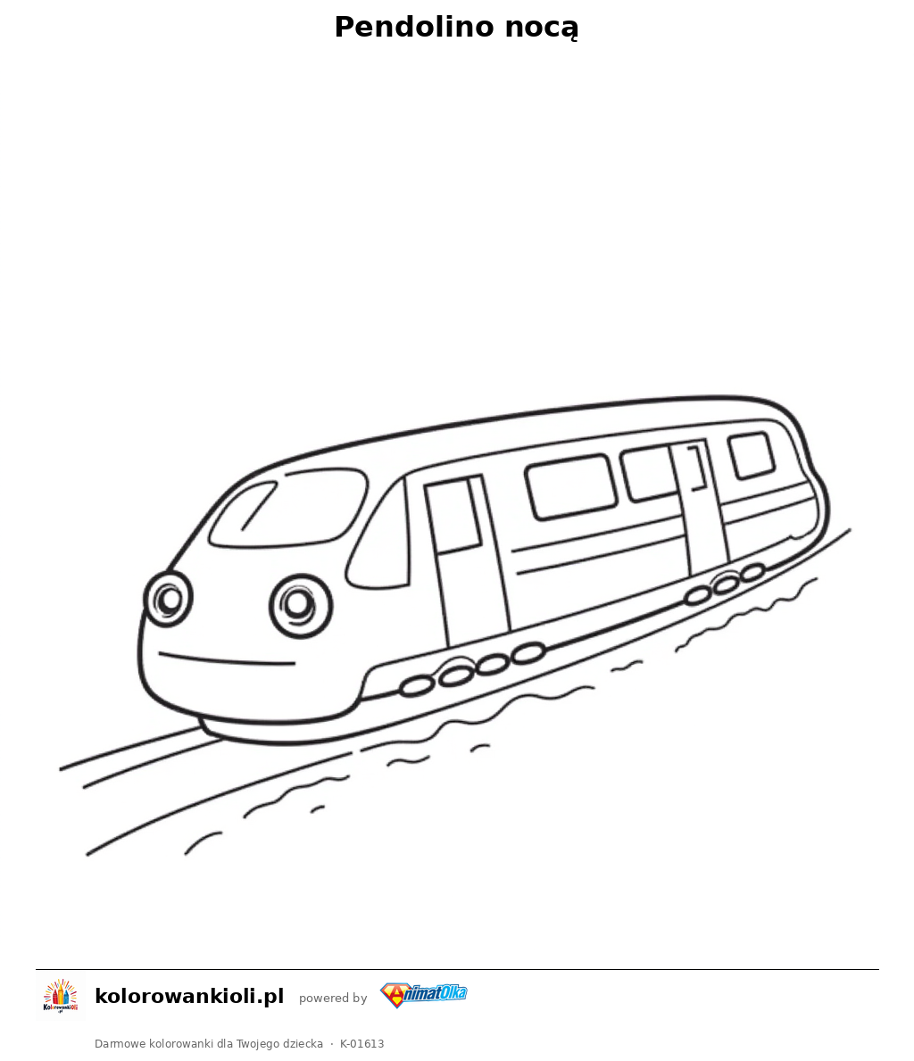 Pendolino nocą — kolorowanka do wydruku dla dzieci