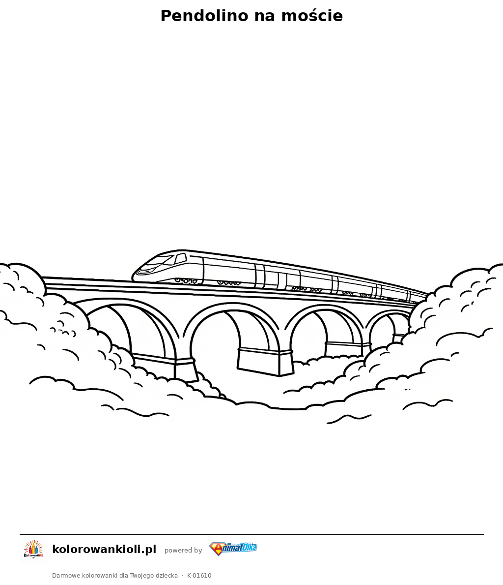 Pendolino na moście — kolorowanka do wydruku dla dzieci