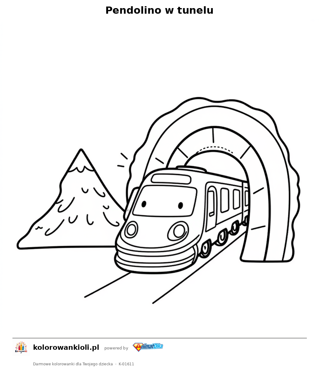 Pendolino w tunelu — kolorowanka do wydruku dla dzieci