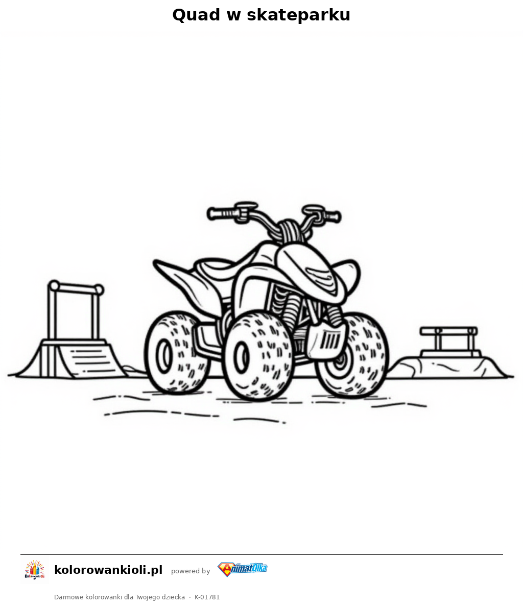 Quad w skateparku — kolorowanka do wydruku dla dzieci