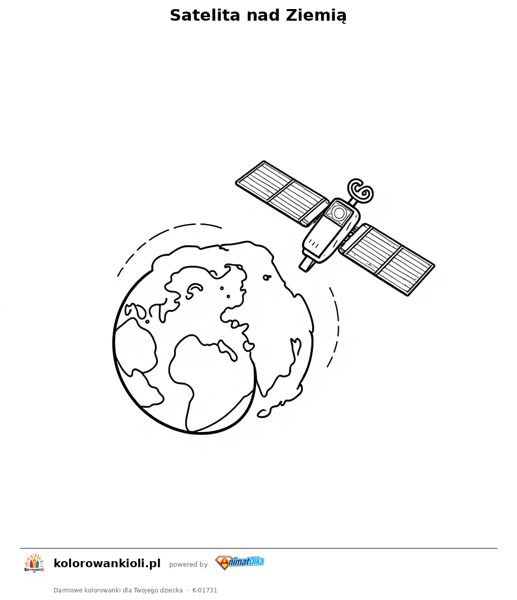 Satelita nad Ziemią — kolorowanka do wydruku dla dzieci